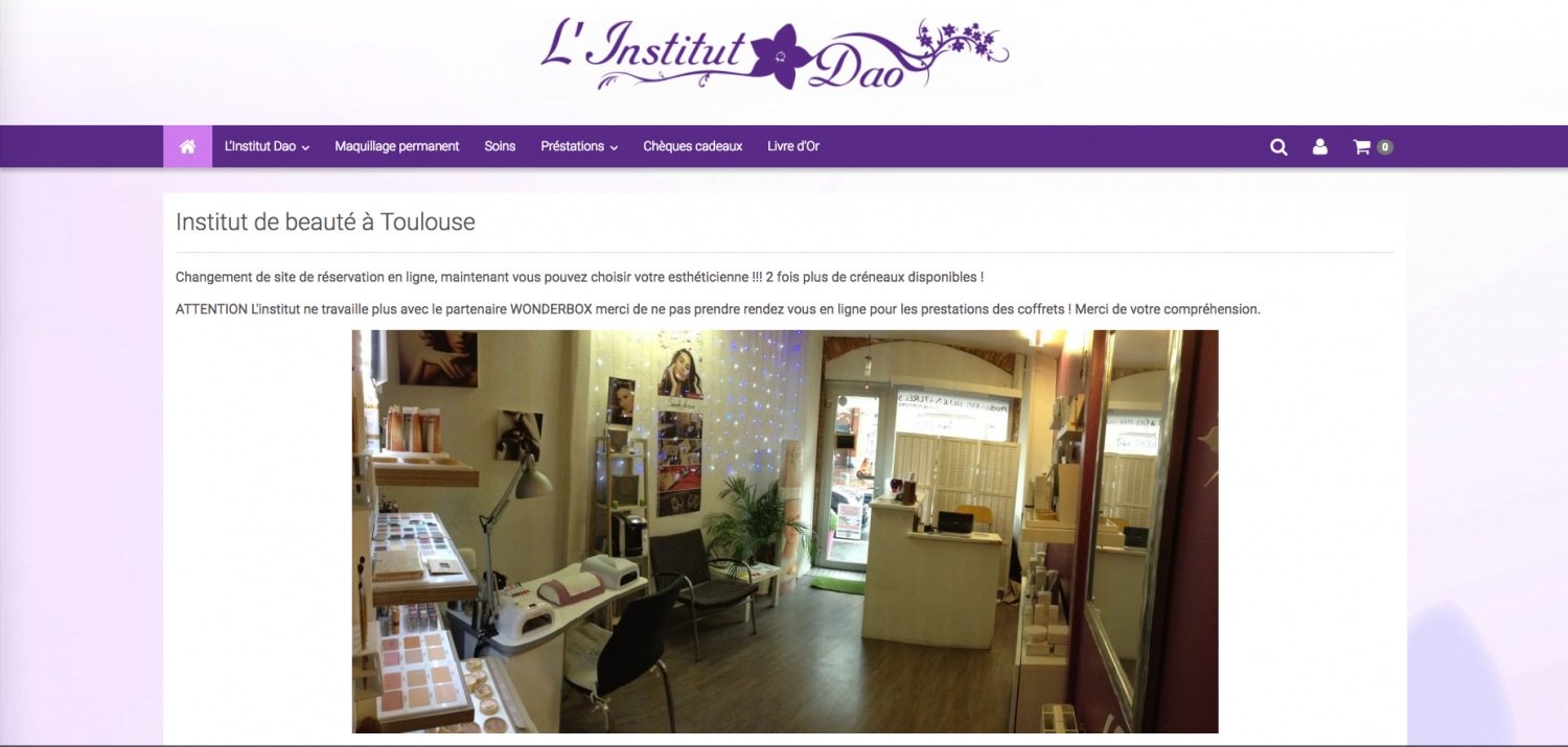 Site internet institut de beauté Dao à Toulouse